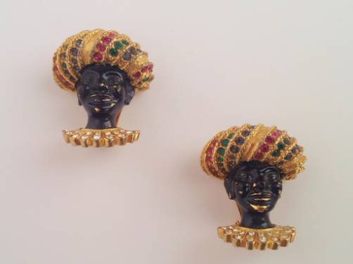 Vintage Sphinx earrings Blackamoor man, 1960`s British